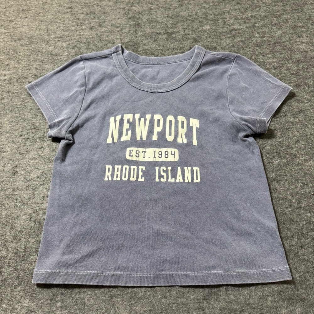 Brandy Melville Newport Rhode Island Graphic Tee Faded Blue Short Sleeve Top